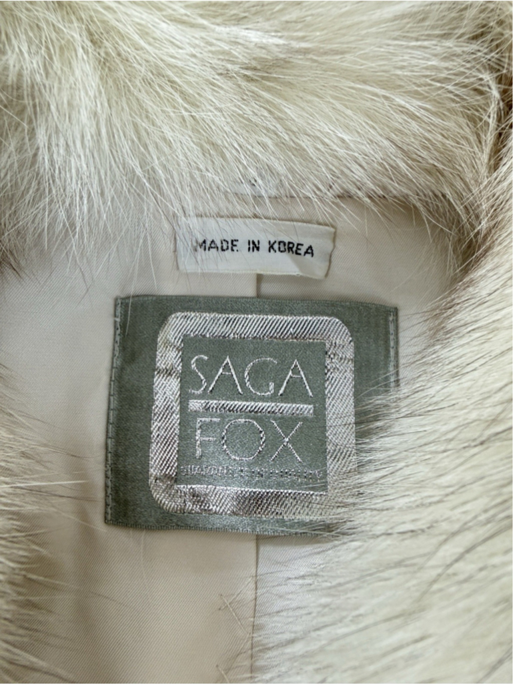 Vintage Saga Fox Finland Real Blue Fox Fur Coat Women Size Medium Made In Korea - Picture 2 of 16